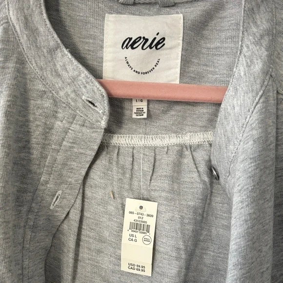 aerie womens Light Gray Shirt Jacket - Picture 2 of 5